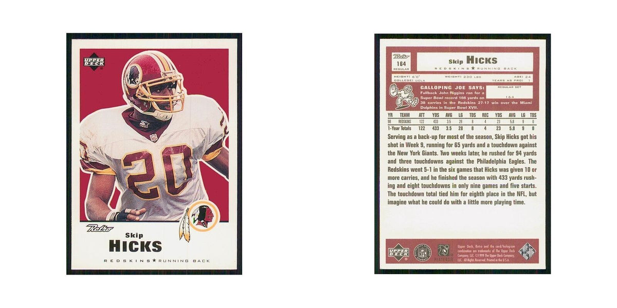 1999 Upper Deck Retro Skip Hicks Redskins #164