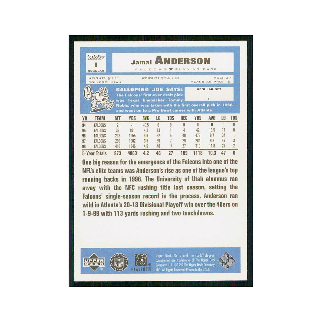 1999 Upper Deck Retro Jamal Anderson Falcons #8