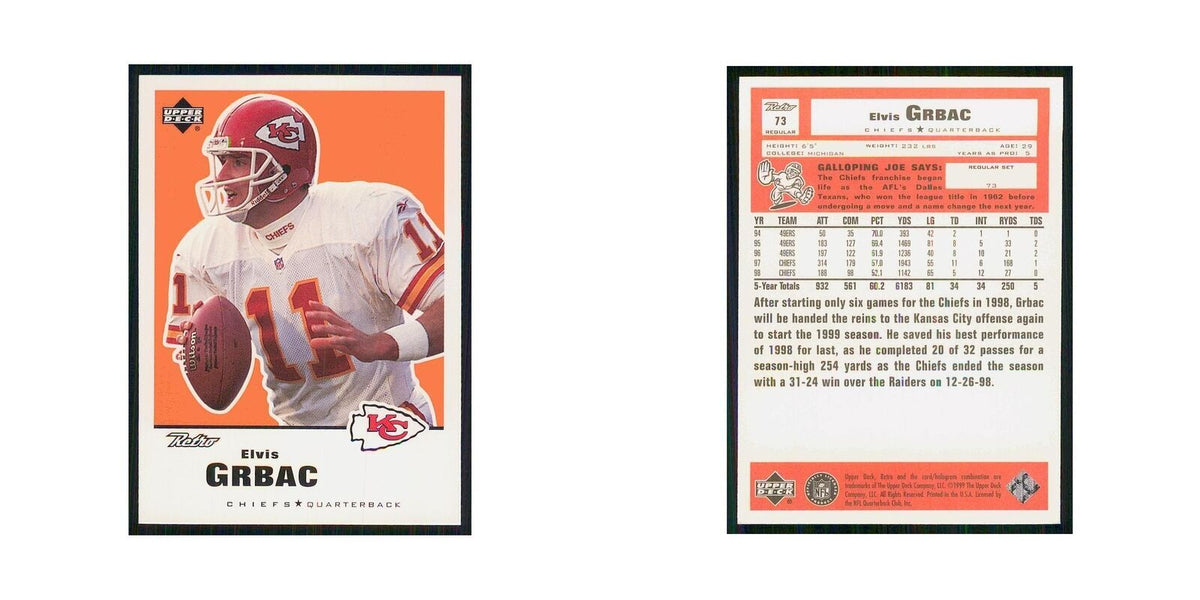 1999 Upper Deck Retro Elvis Grbac Chiefs #73