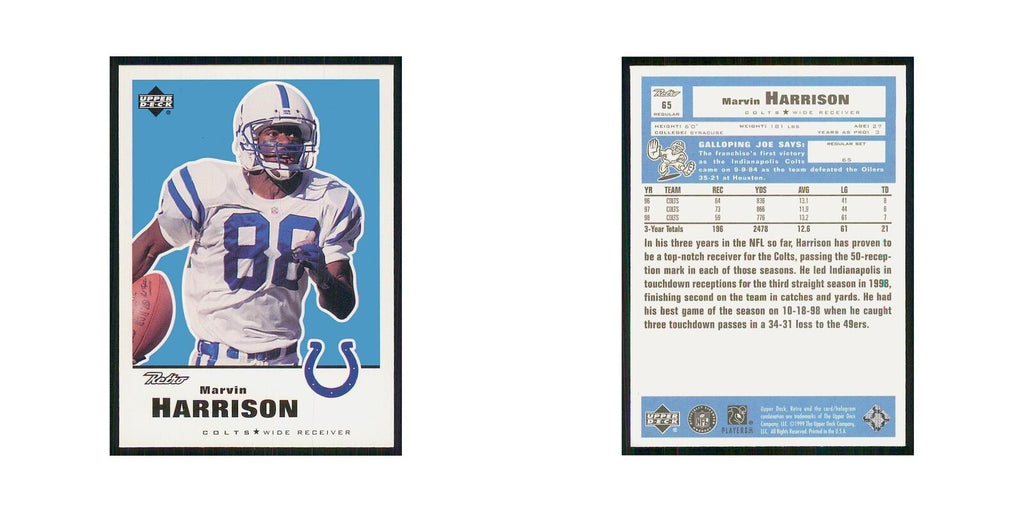 1999 Upper Deck Retro Marvin Harrison Colts #65