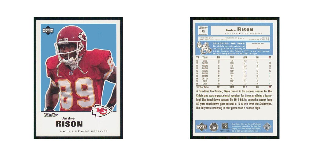 1999 Upper Deck Retro Andre Rison Chiefs #75
