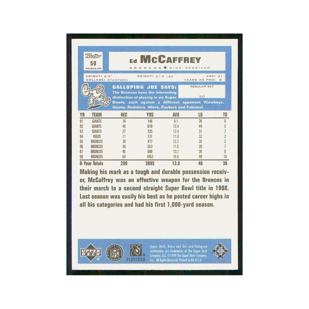 1999 Upper Deck Retro Ed McCaffrey Broncos #50