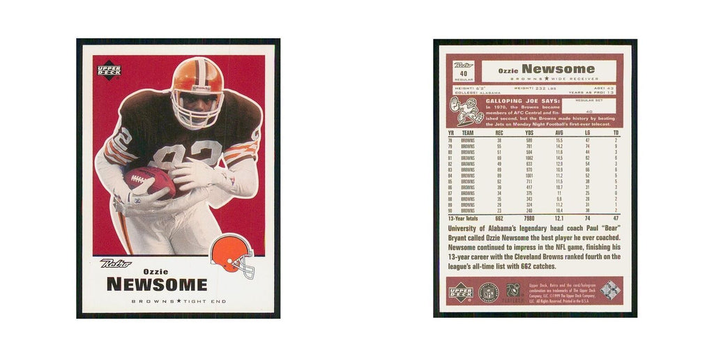 1999 Upper Deck Retro Ozzie Newsome Browns #40