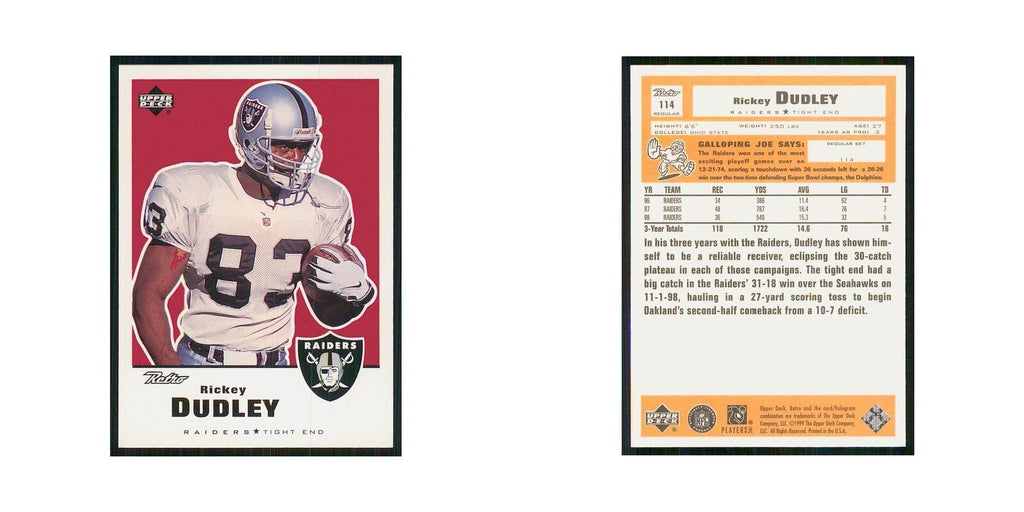 1999 Upper Deck Retro Rickey Dudley Raiders #114