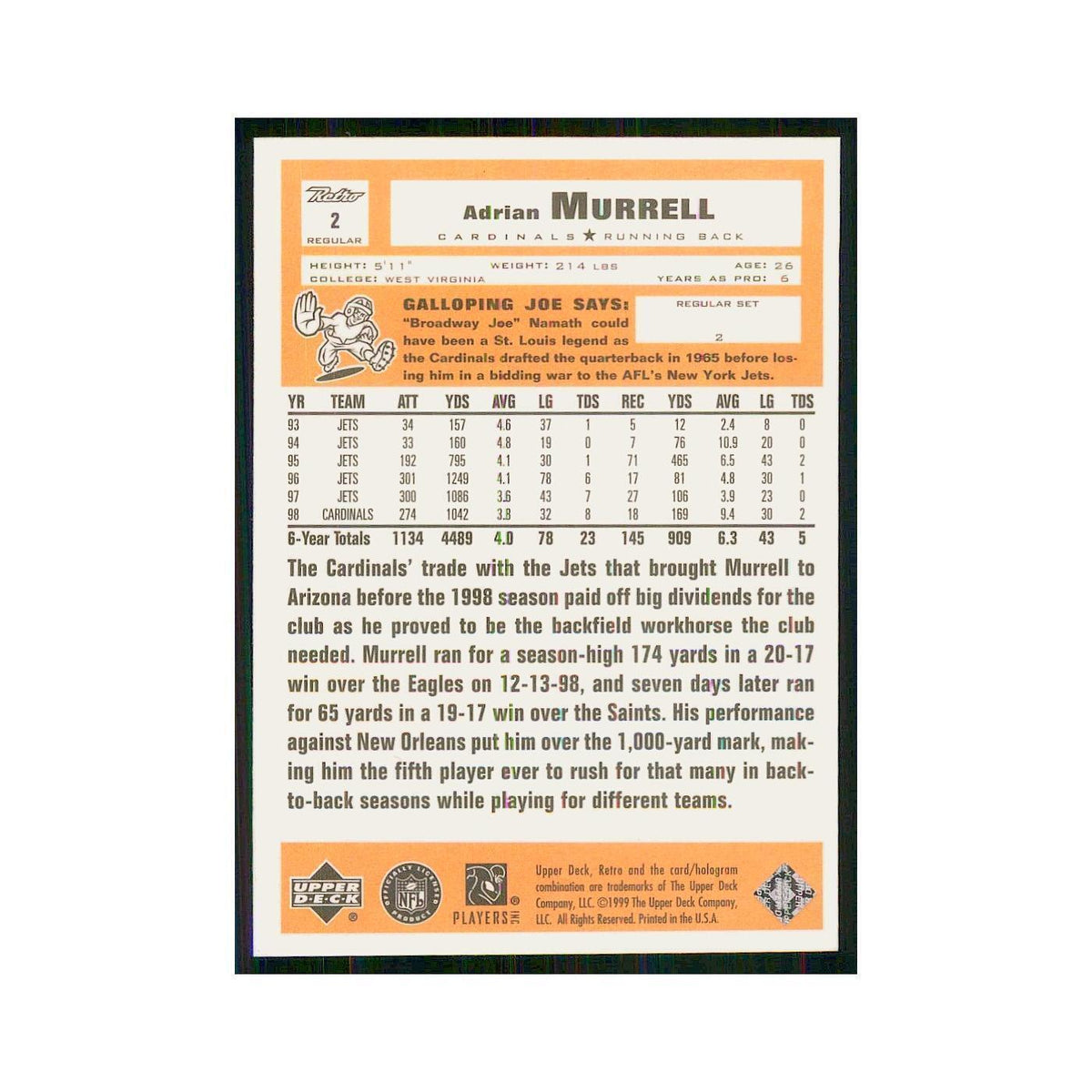 1999 Upper Deck Retro Adrian Murrell Cardinals #2