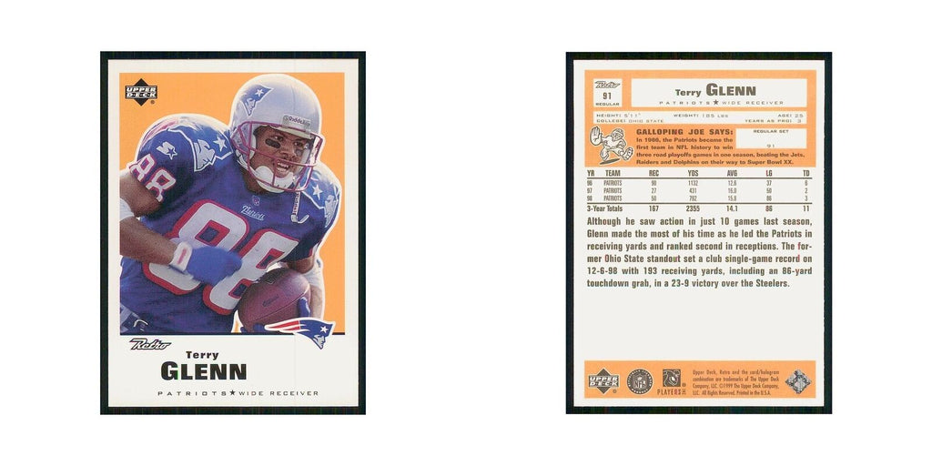 1999 Upper Deck Retro Terry Glenn Patriots #91