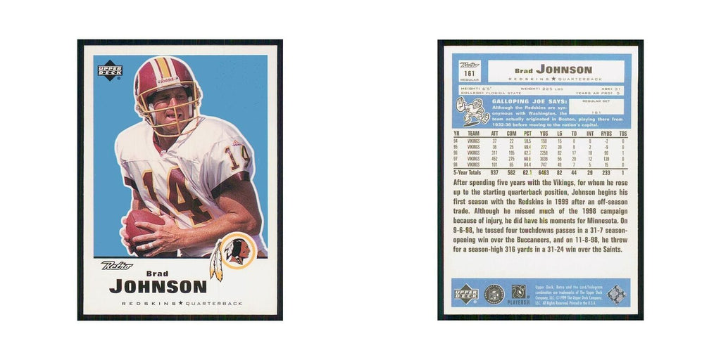 1999 Upper Deck Retro Brad Johnson Redskins #161