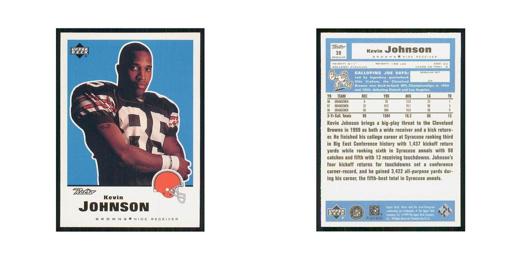 1999 Upper Deck Retro Kevin Johnson RC Browns #39