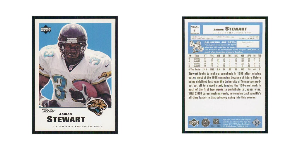 1999 Upper Deck Retro James Stewart Jaguars #71