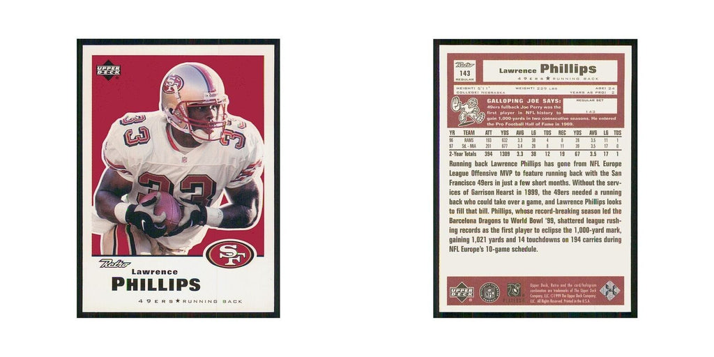 1999 Upper Deck Retro Lawrence Phillips 49ers #143