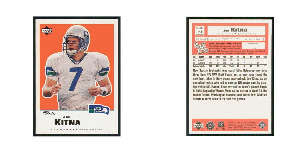 1999 Upper Deck Retro Jon Kitna Seahawks #145