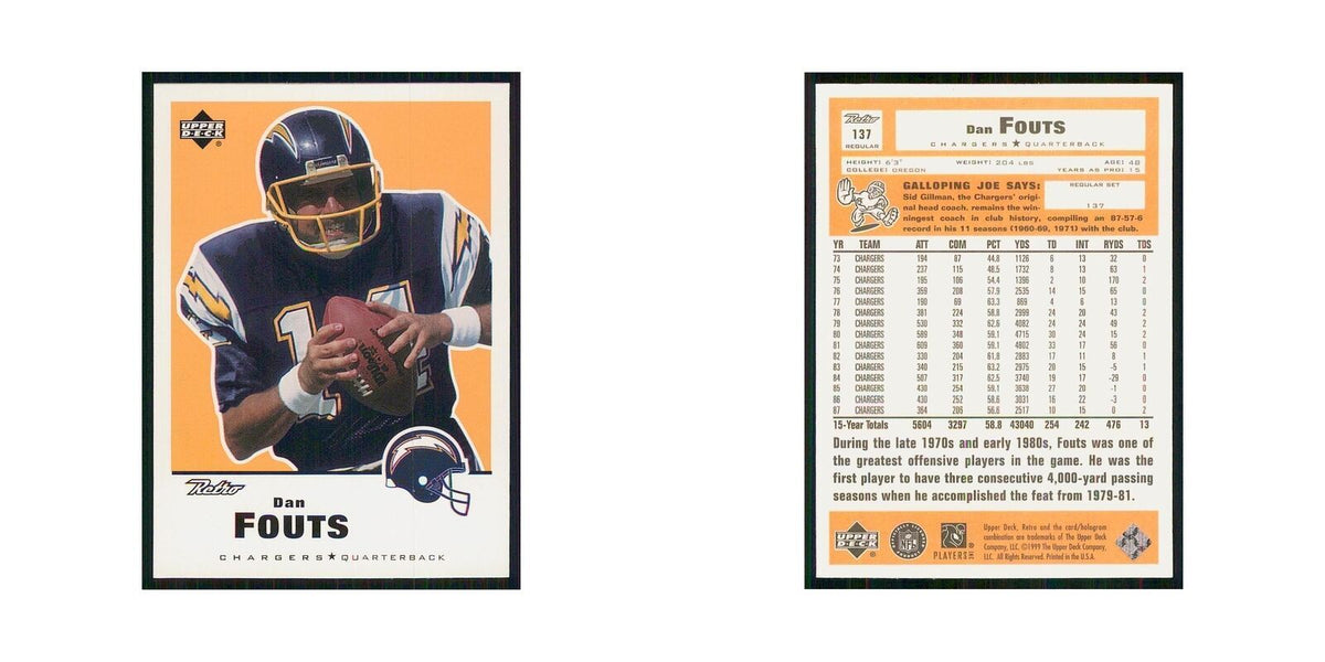 1999 Upper Deck Retro Dan Fouts San Diego Chargers #137