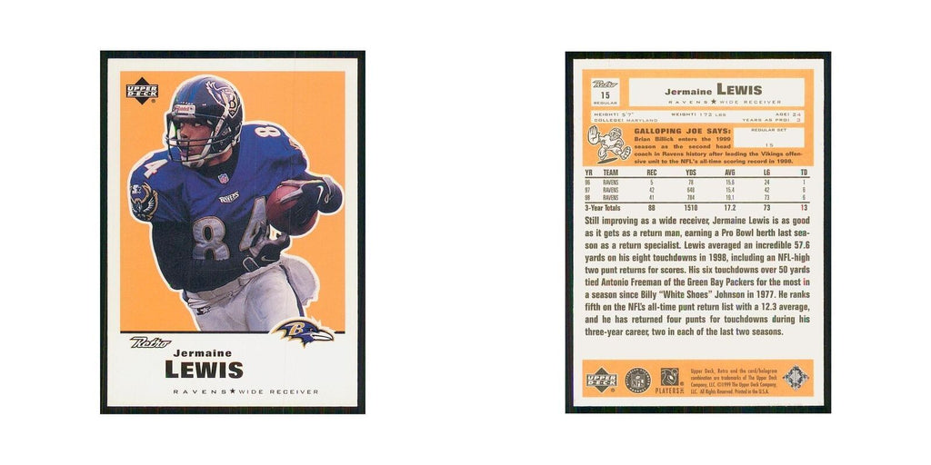 1999 Upper Deck Retro Jermaine Lewis Ravens #15