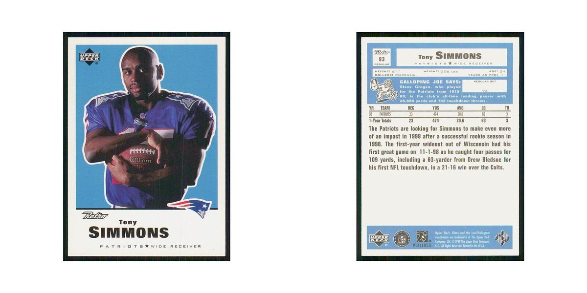 1999 Upper Deck Retro Tony Simmons Patriots #93