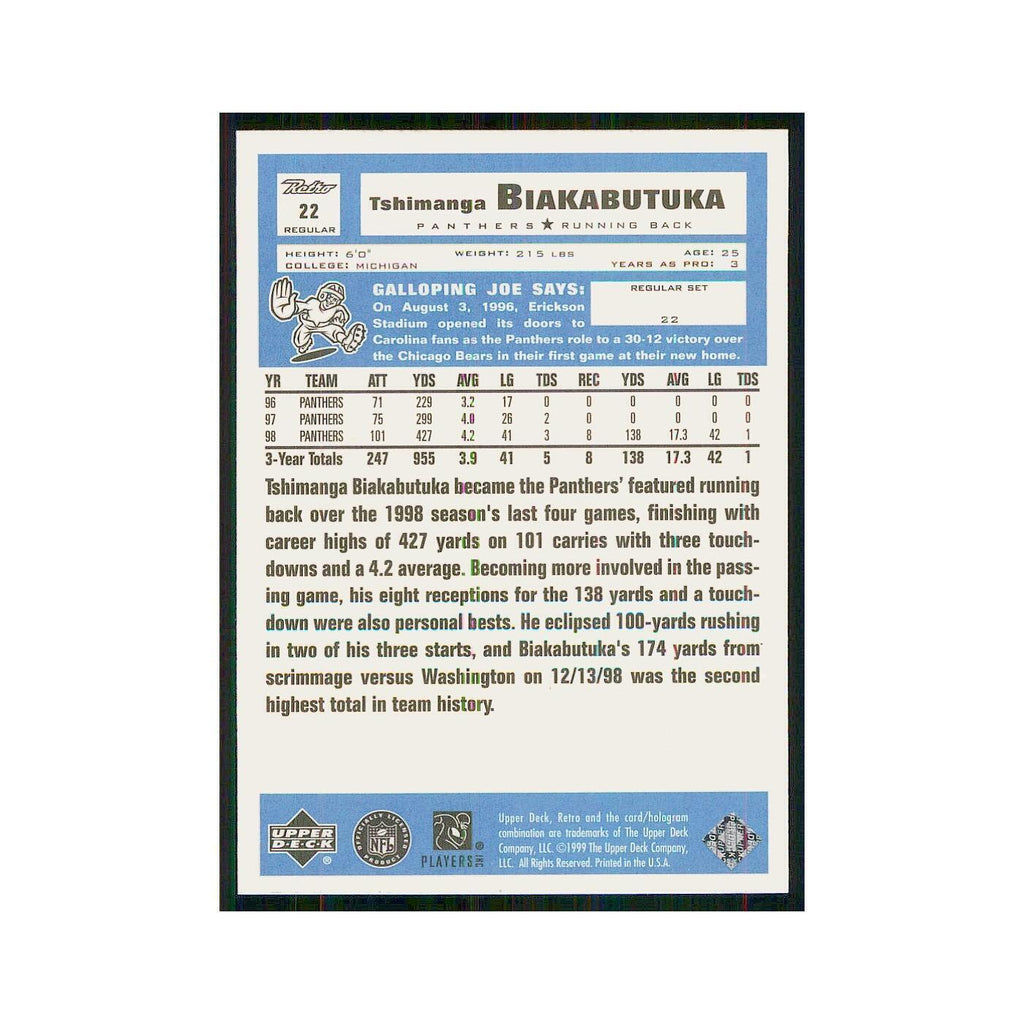 1999 Upper Deck Retro Tim Biakabutuka Panthers #22