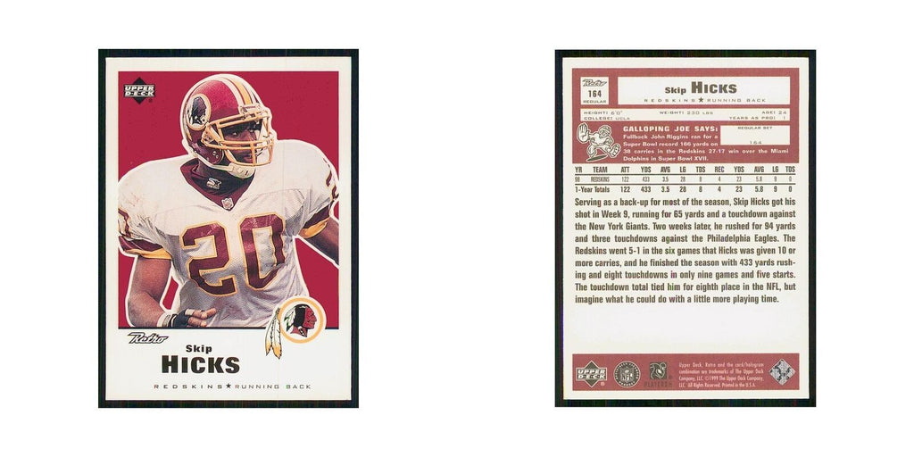 1999 Upper Deck Retro Skip Hicks Redskins #164