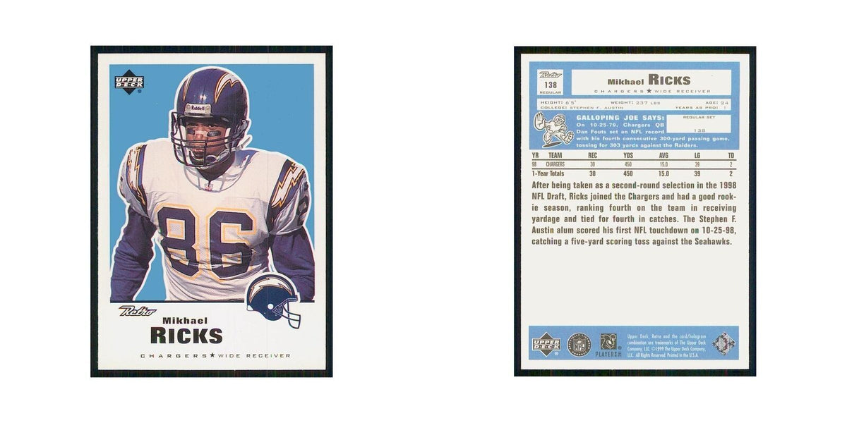 1999 Upper Deck Retro Mikhael Ricks San Diego Chargers #138