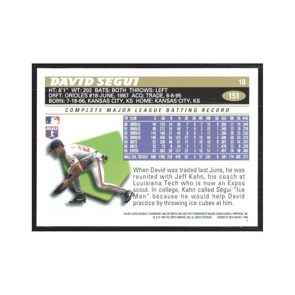 1996 Topps David Segui Montreal Expos #151