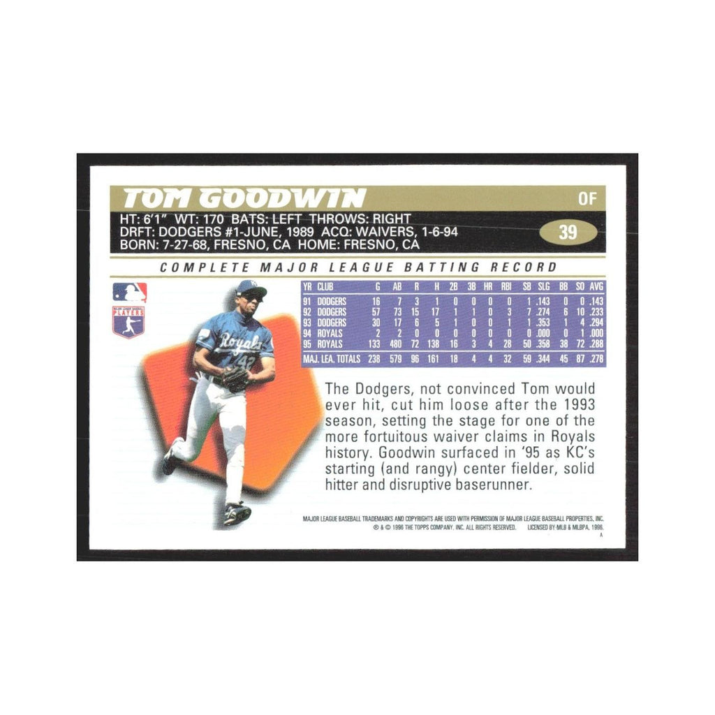 1996 Topps Tom Goodwin Royals #39