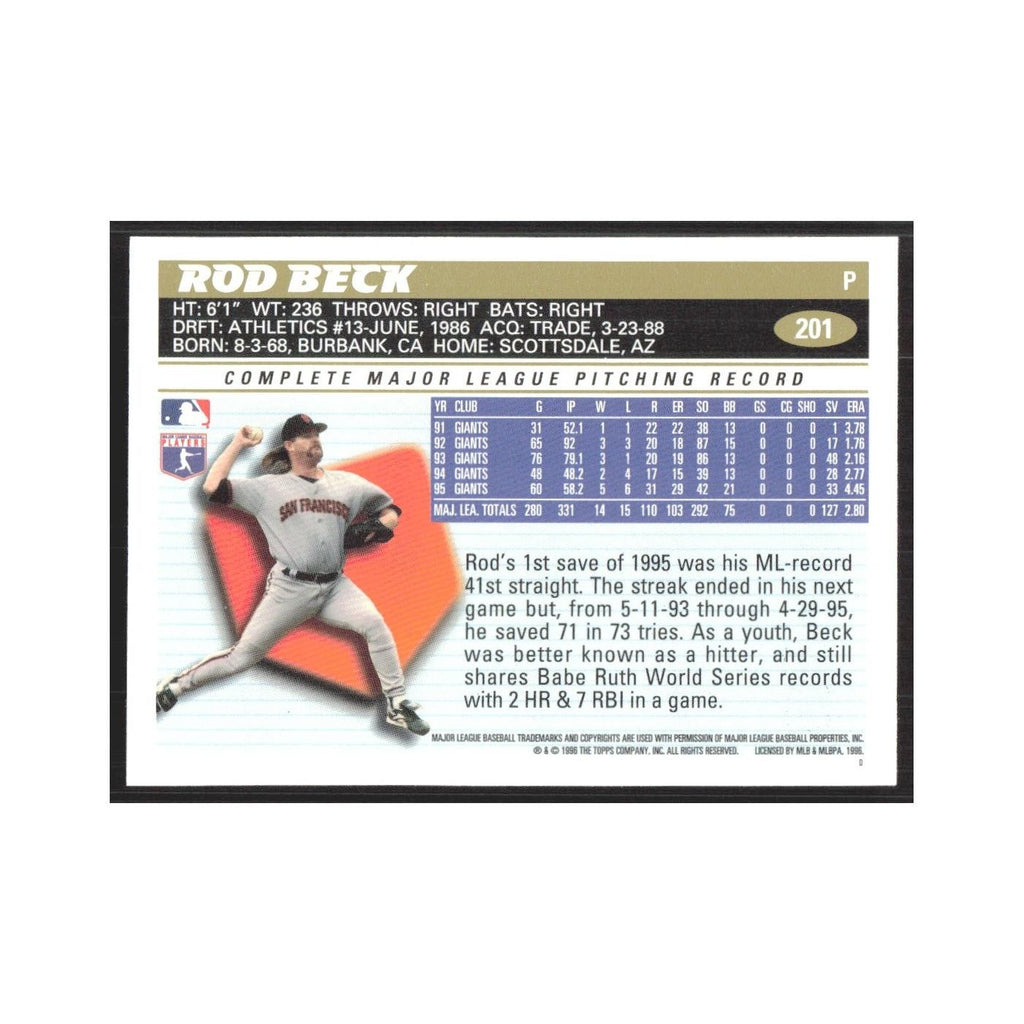 1996 Topps Rod Beck Giants #201