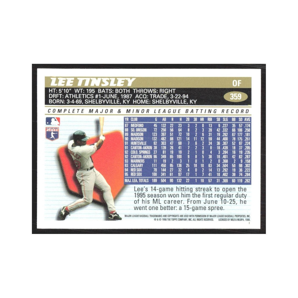 1996 Topps Lee Tinsley Red Sox #359