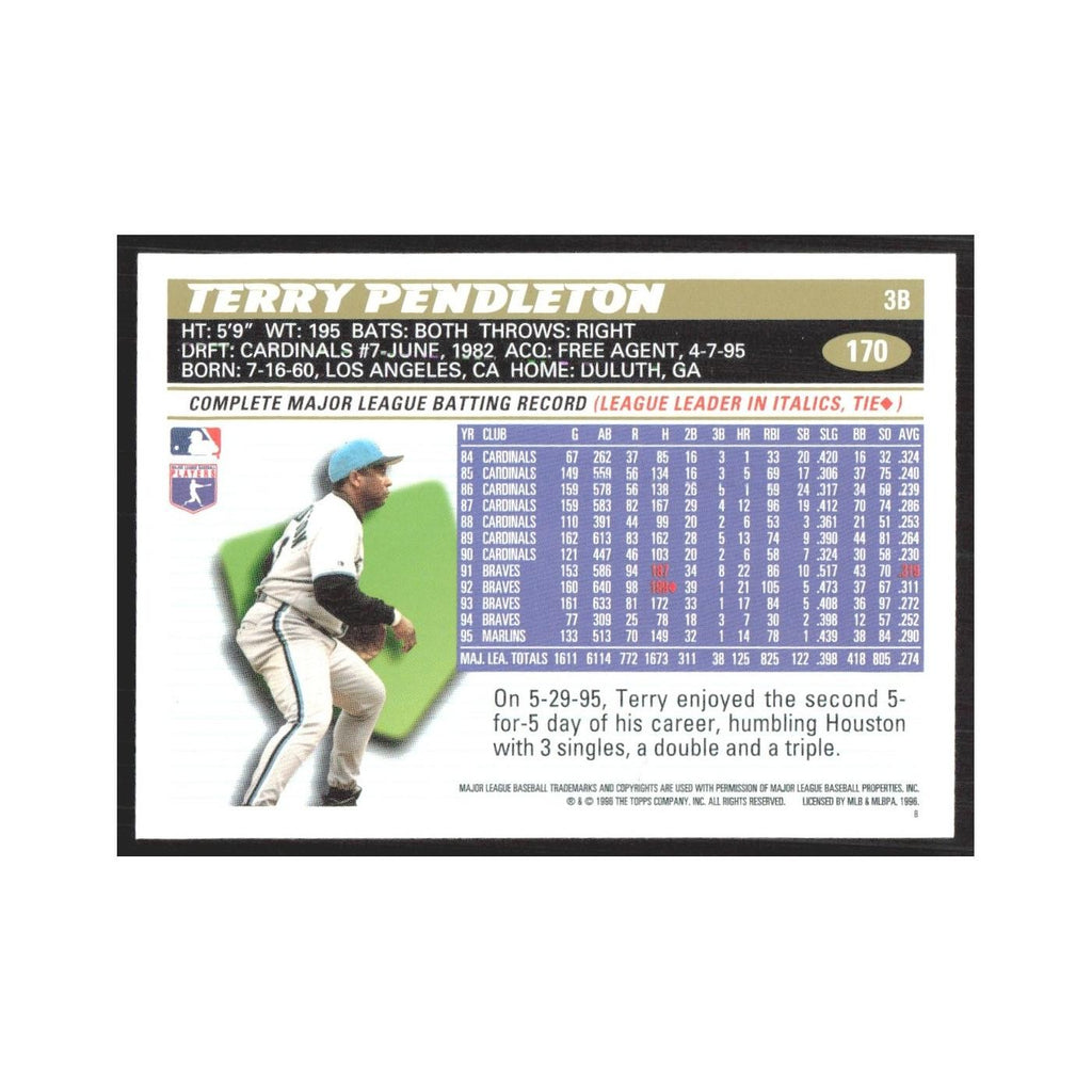 1996 Topps Terry Pendleton Florida Marlins #170