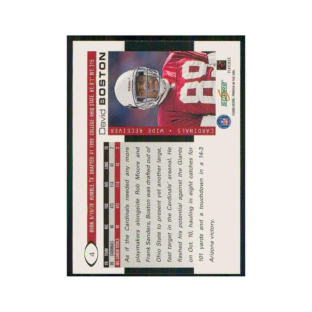 2000 Score David Boston Cardinals #4