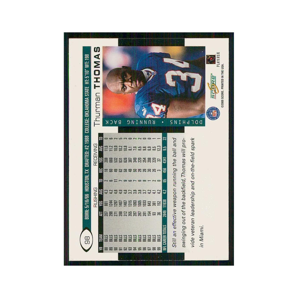 2000 Score Thurman Thomas Dolphins #98