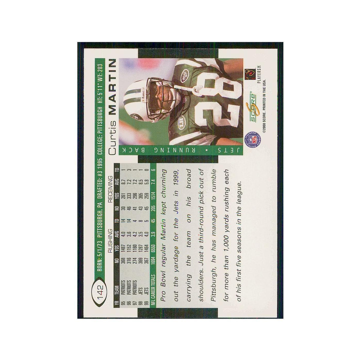 2000 Score Curtis Martin Jets #142