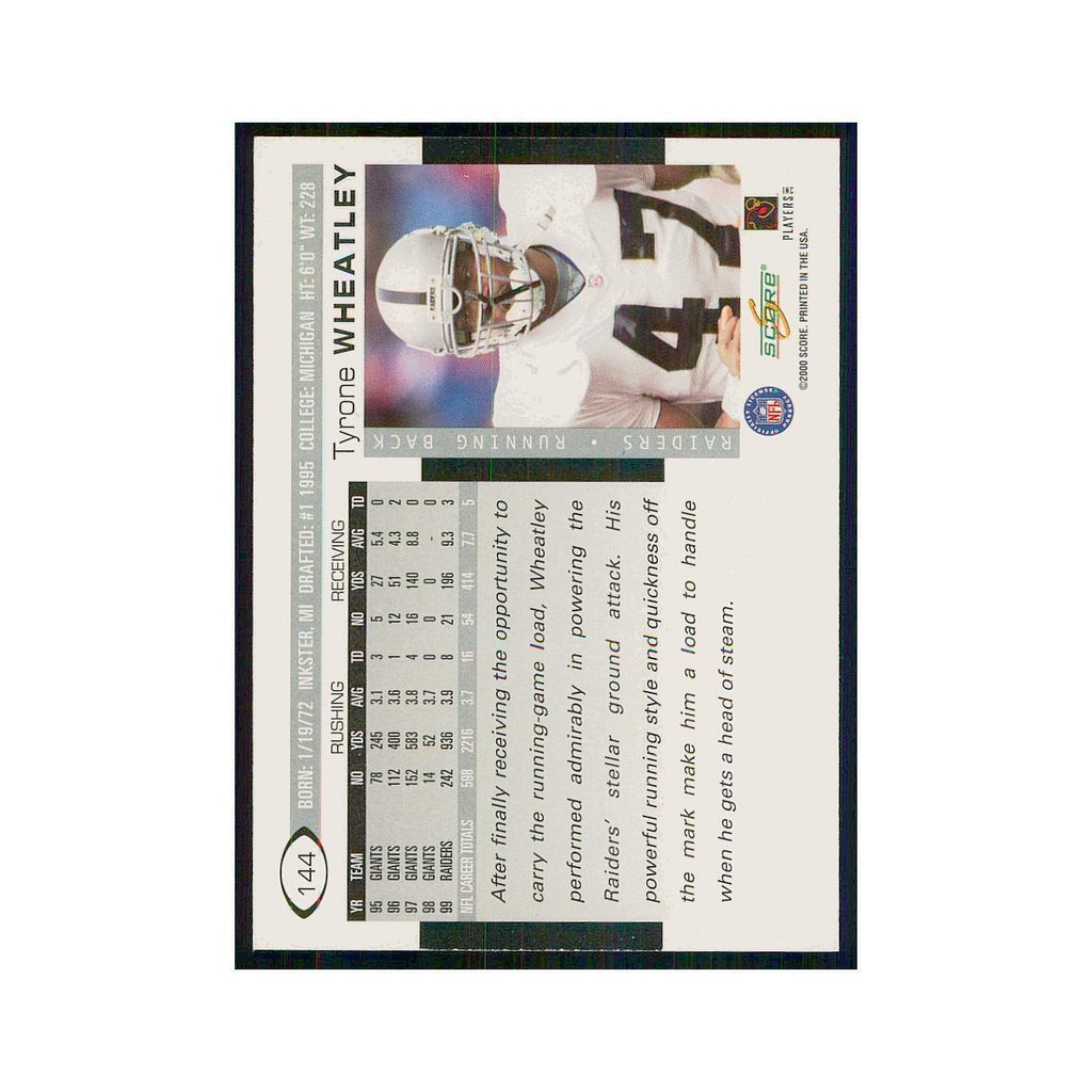 2000 Score Tyrone Wheatley Raiders #144