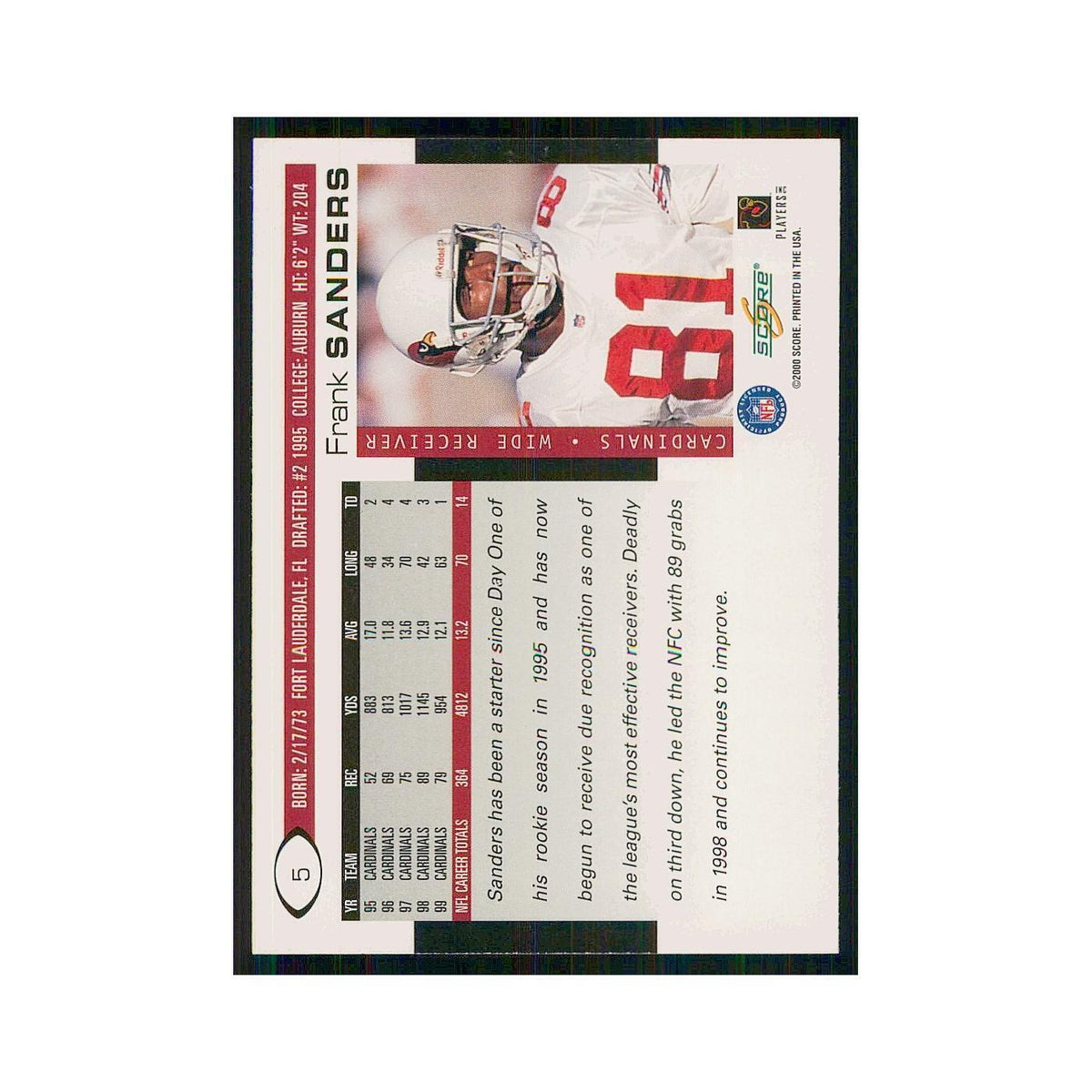 2000 Score Frank Sanders Cardinals #5