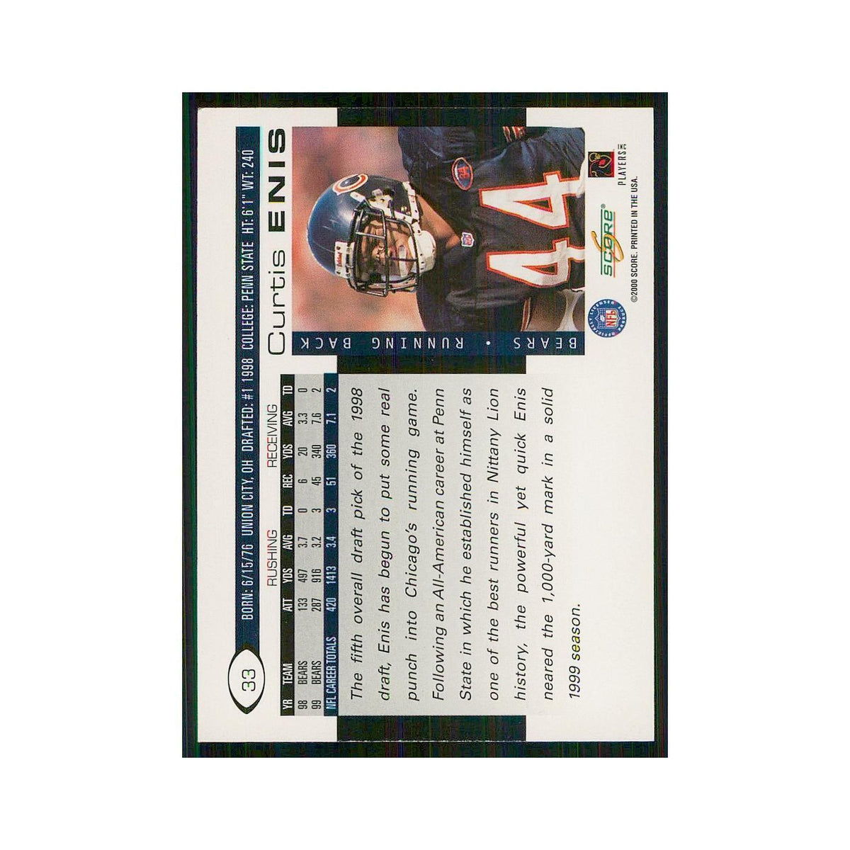 2000 Score Curtis Enis Bears #33