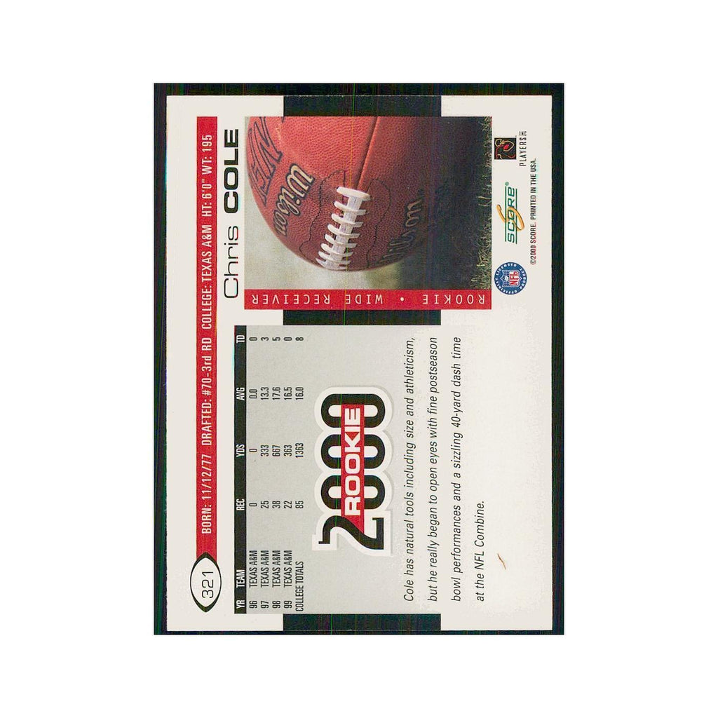 2000 Score Chris Cole RC Texas A&M Aggies #321