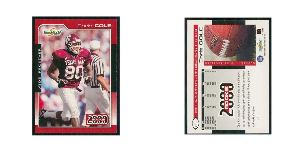 2000 Score Chris Cole RC Texas A&M Aggies #321