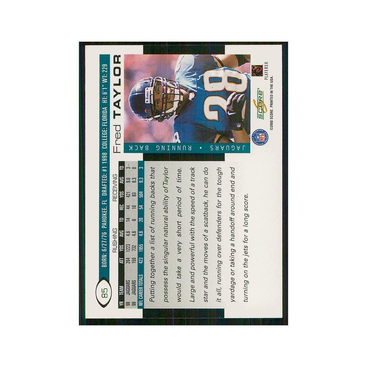 2000 Score Fred Taylor Jaguars #85