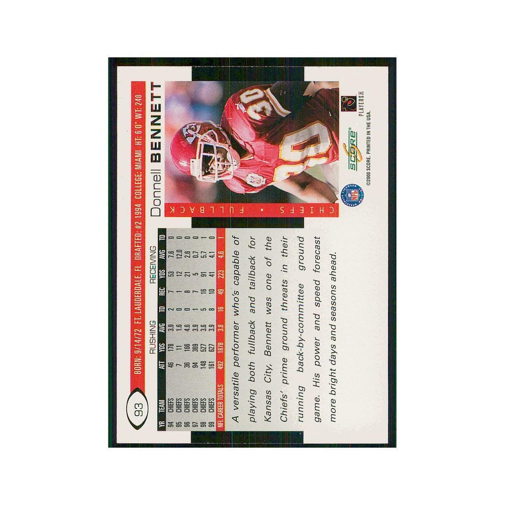 2000 Score Donnell Bennett Chiefs #93