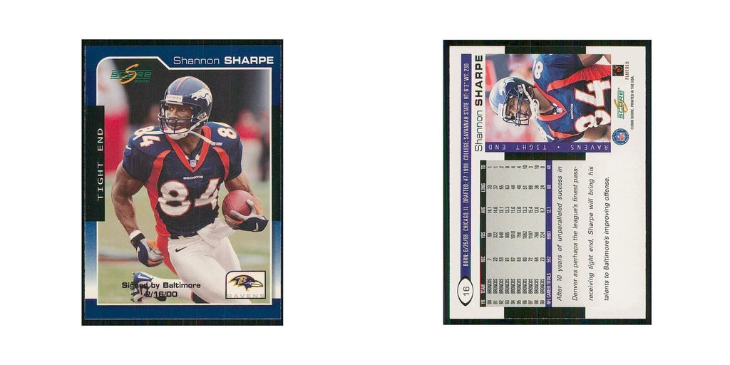 2000 Score Shannon Sharpe Ravens #16