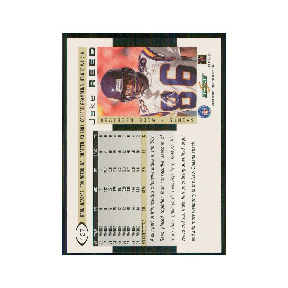 2000 Score Jake Reed Saints #127