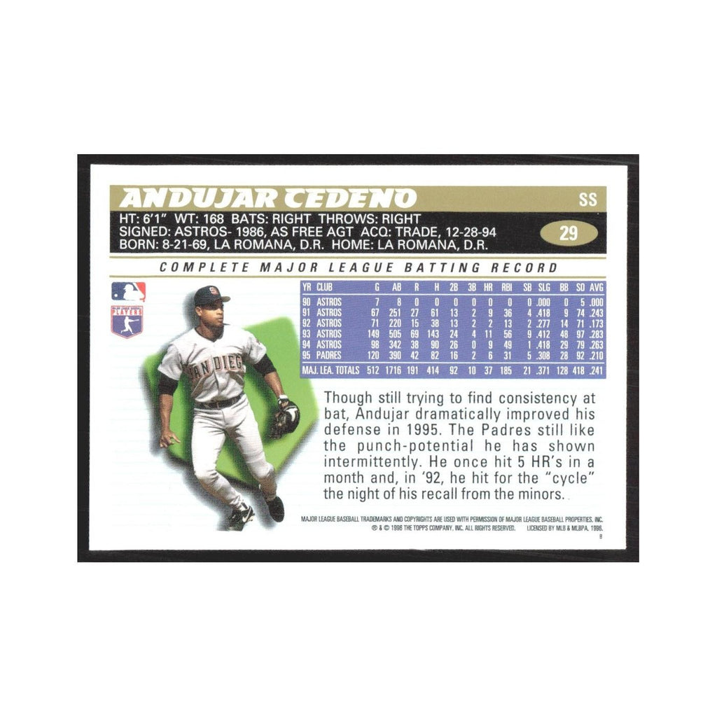 1996 Topps Andujar Cedeno Padres #29