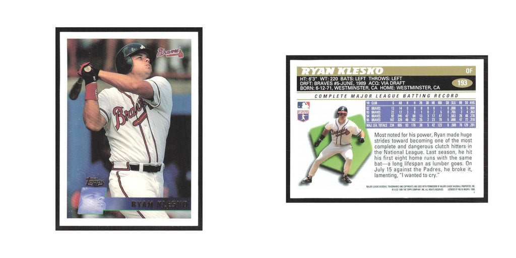 1996 Topps Ryan Klesko Braves #193