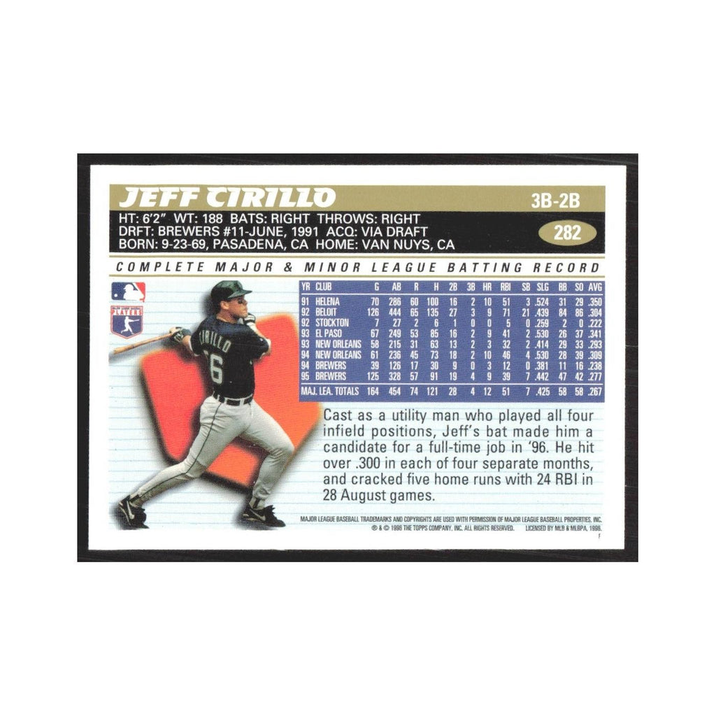 1996 Topps Jeff Cirillo Brewers #282