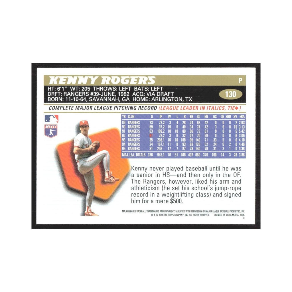 1996 Topps Kenny Rogers Rangers #130