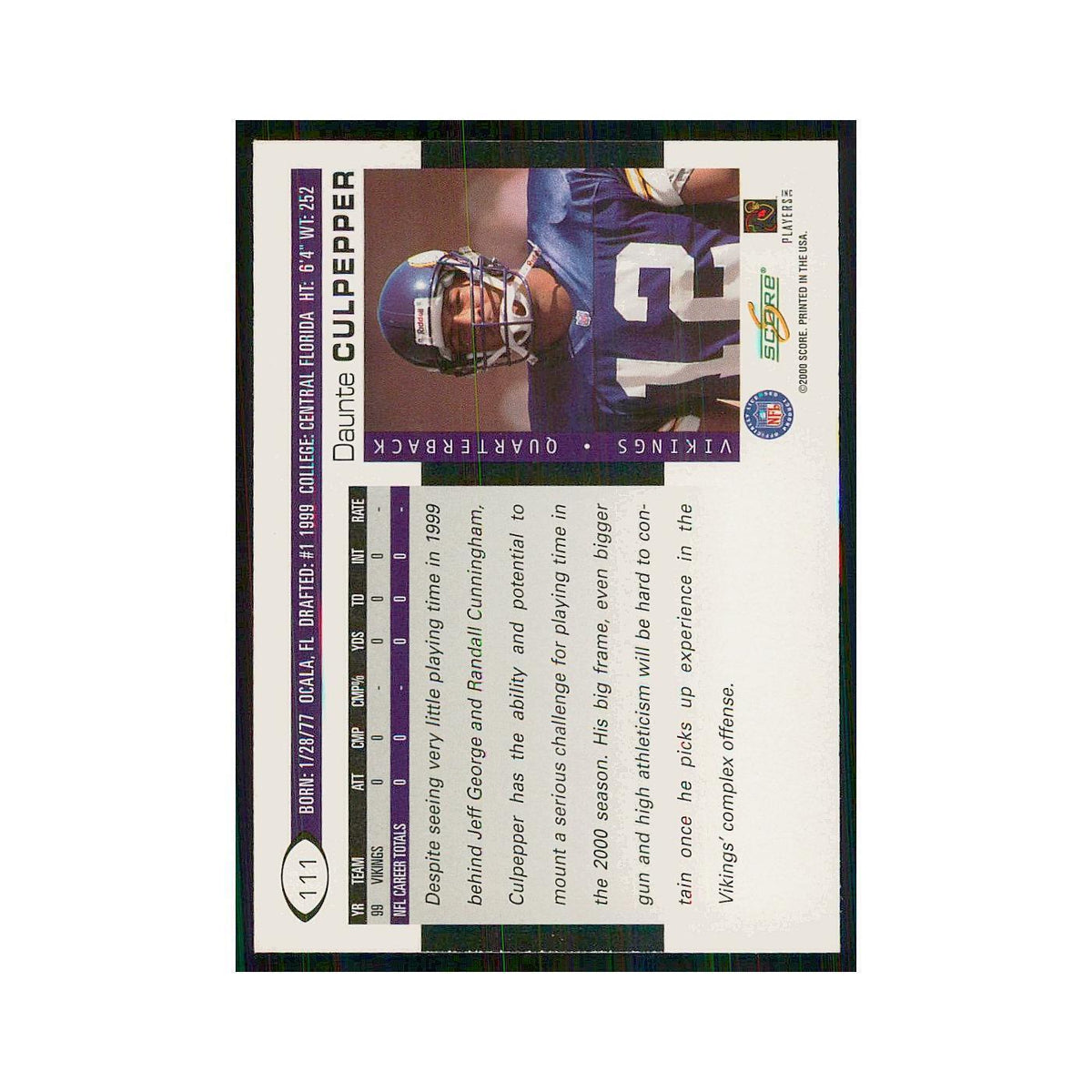 2000 Score Daunte Culpepper Vikings #111