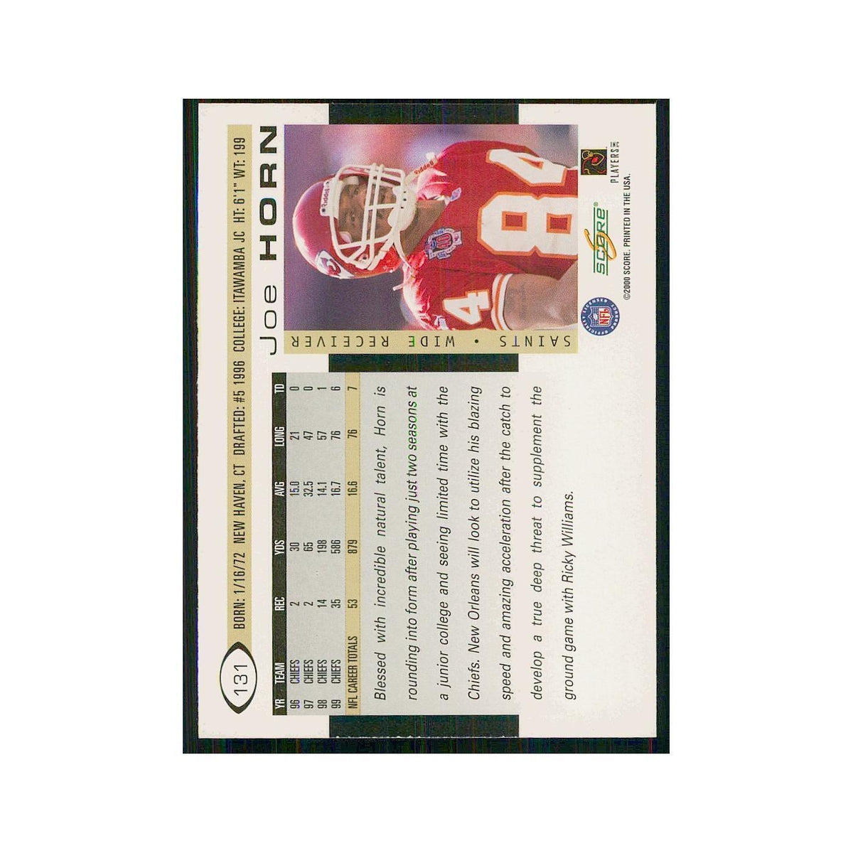 2000 Score Joe Horn Saints #131