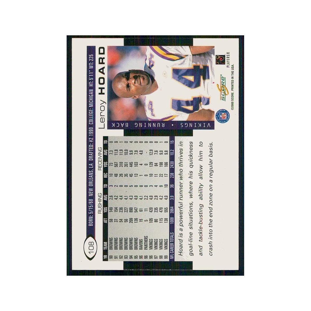 2000 Score Leroy Hoard Vikings #108