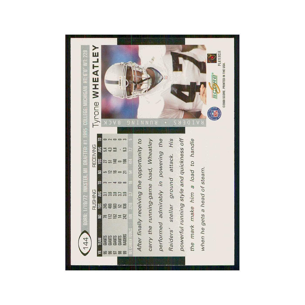 2000 Score Tyrone Wheatley Raiders #144