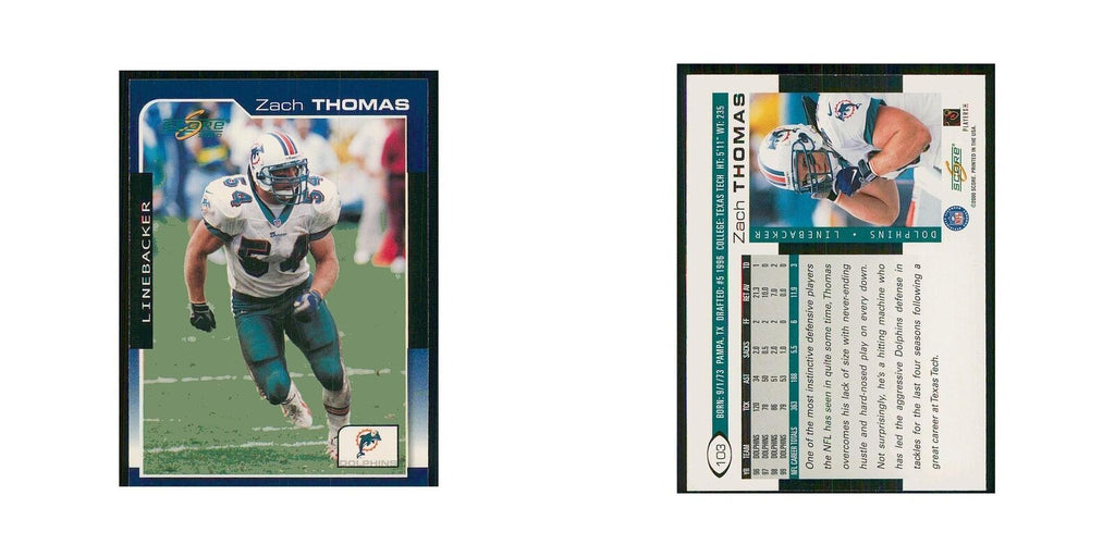 2000 Score Zach Thomas Dolphins #103