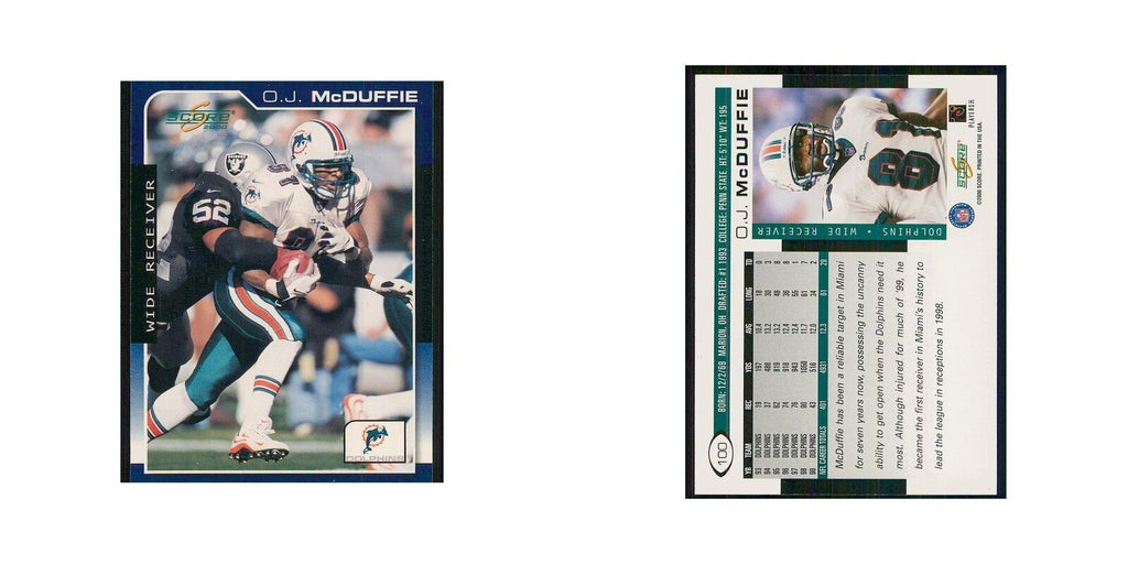 2000 Score O.J. McDuffie Dolphins #100
