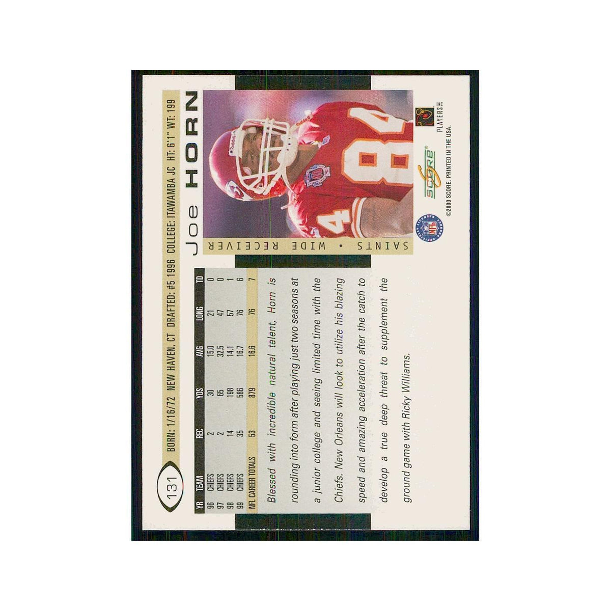2000 Score Joe Horn Saints #131