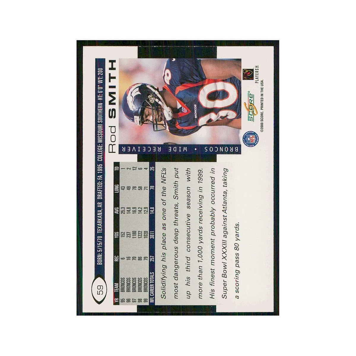 2000 Score Rod Smith Broncos #59